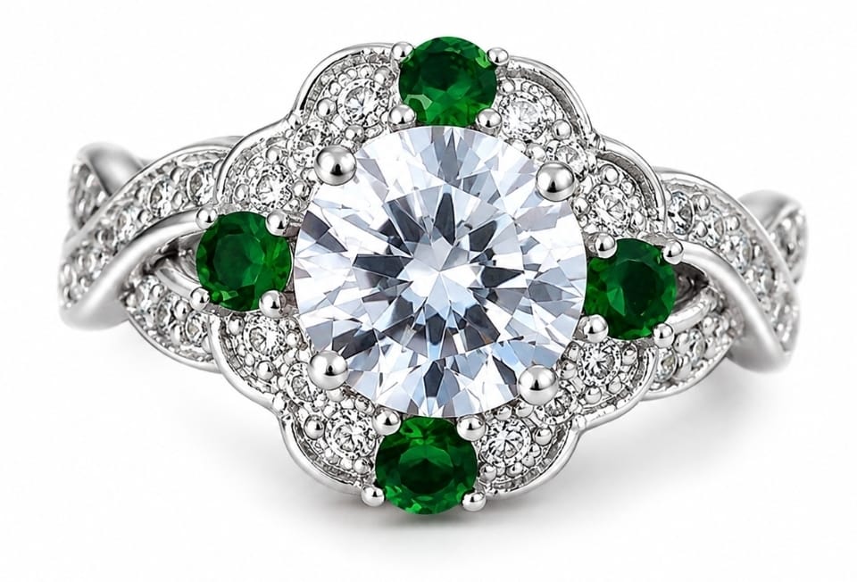 Anillo Ojo Verde Circonias