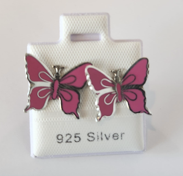 Arete Mariposa Esmaltada Rosado