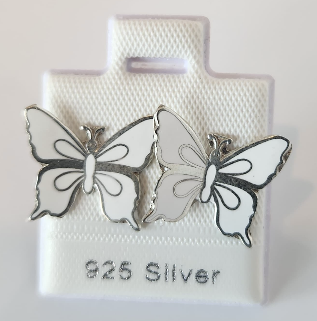 Arete Mariposa Esmaltada Blanco