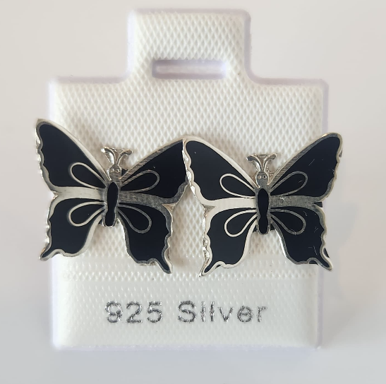 Arete Mariposa Esmaltada Negra