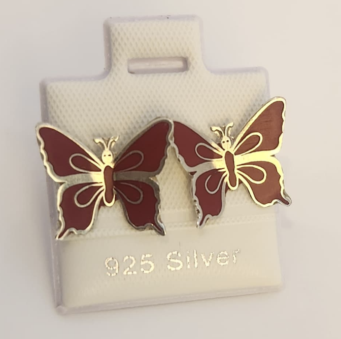 Arete Mariposa Esmaltada Terracota